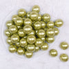 Top view of a pile of 20mm Avocado Green Faux Pearl Bubblegum Beads