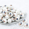 Front view of a pile of 20mm Penguin Print Chunky Acrylic Bubblegum Beads [10 Count]
