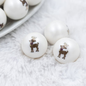20mm Reindeer Print Chunky Acrylic Bubblegum Beads [10 Count]
