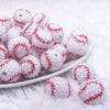 front view of a pile of 20mm Baseball with Clear Rhinestone Bubblegum Beads