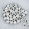 Top view of a pile of 20mm Best Teacher Ever Print Chunky Acrylic Bubblegum Beads [10 Count]