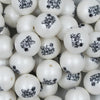Close up view of a pile of 20mm Best Teacher Ever Print Chunky Acrylic Bubblegum Beads [10 Count]