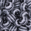 Close up view of a pile of 20mm Black, Gray and White Stripes Chunky Bubblegum Jewelry Beads