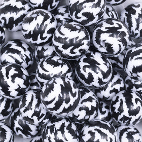 20mm Black & White Animal Print Bubblegum Beads