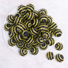 top view of a pile of 20mm Black and Yellow Striped Rhinestone Bubblegum Beads