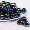 front view of a pile of 20mm Black Disco Faceted AB Bubblegum Beads