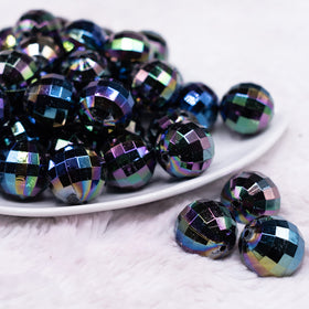 20mm Black Disco Faceted AB Bubblegum Beads