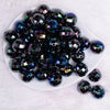 top view of a pile of 20mm Black Disco Faceted AB Bubblegum Beads