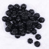 Top view of a pile of 20mm Black Opaque Pumpkin Shaped Bubblegum Bead