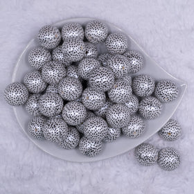 20MM Black Seeds on White Pearl Chunky Acrylic Bubblegum Beads