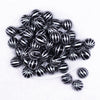 Top view of a pile of 20mm Black with Silver Pin Stripes Acrylic Bubblegum Beads