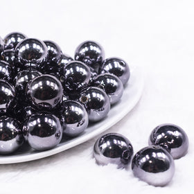 20mm Reflective Black Acrylic Bubblegum Beads