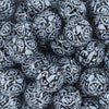 Close up view of a pile of 20mm Skull & Cross Bone Paisley print Chunky Bubblegum Beads