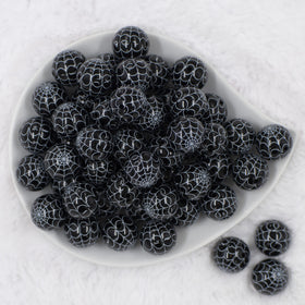 20mm Black & White Spider Web Print Bubblegum Beads