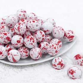 20mm Red Splatter [NO AB] Chunky Acrylic Bubblegum Beads