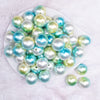 top view of a pile of 20mm Blue & Green Ombre Shimmer Faux Pearl Bubblegum Beads
