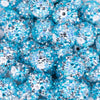 close up view of a pile of 20mm Blue and Silver Confetti Rhinestone AB Bubblegum Beads