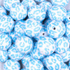 Close up view of a pile of 20mm Blue Leopard Animal Print Acrylic Bubblegum Beads