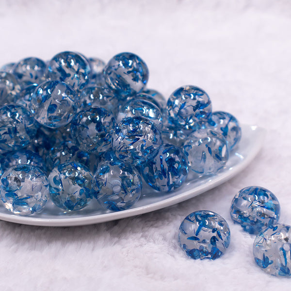 Front view of a pile of 20mm Blue Flakes in a Clear Acrylic Chunky Bubblegum Beads