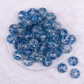 20mm Blue Flakes in a Clear Acrylic Chunky Bubblegum Beads