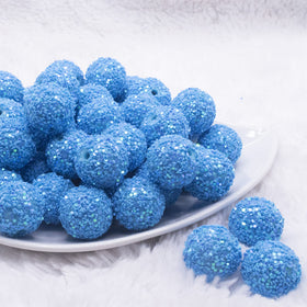 20mm Blue Sequin Confetti Bubblegum Beads