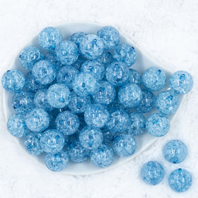 20mm Blue Crackle Bubblegum Beads
