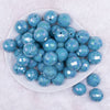 top view of a pile of 20mm Blue Disco Faceted AB Bubblegum Beads