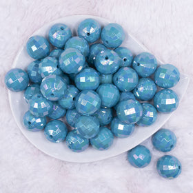 20mm Blue Disco Faceted AB Bubblegum Beads