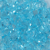 Close up view of a pile of 20mm Blue Transparent Cube Faceted Pearl Bubblegum Beads