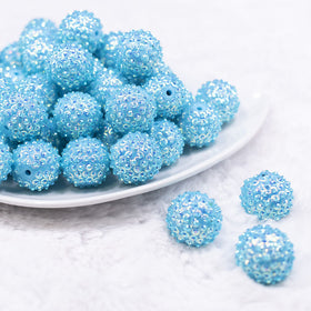 20mm Blue Flower Rhinestone Bubblegum Beads