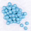 Top view of a pile of 20mm Blue Flower Rhinestone Bubblegum Beads