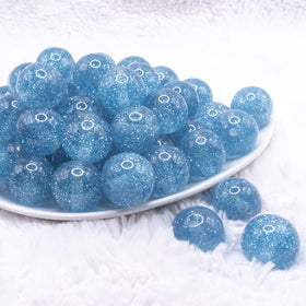 20mm Blue Glitter Sparkle Chunky Acrylic Bubblegum Beads