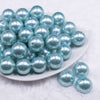 Front view of a pile of 20mm Blue with Glitter Faux Pearl Bubblegum Beads