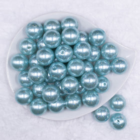 20mm Blue with Glitter Faux Pearl Bubblegum Beads