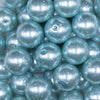 Close up view of a pile of 20mm Blue with Glitter Faux Pearl Bubblegum Beads