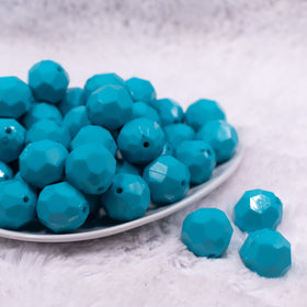 20mm Blue Faceted Opaque Bubblegum Beads