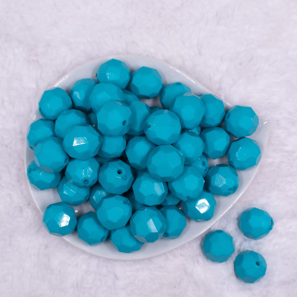 Top view of a pile of 20mm Blue Faceted Opaque Bubblegum Beads