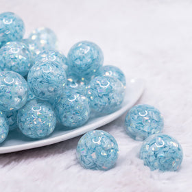 20mm Blue Majestic Confetti Bubblegum Beads