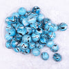 top view of a pile of 20mm blue Marbled Bubblegum Beads