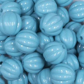 20mm Blue Opaque Pumpkin Shaped Bubblegum Bead