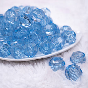 20mm Light Blue Transparent Faceted Bubblegum Beads