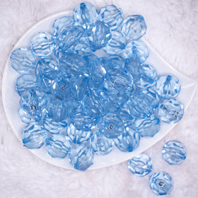 20mm Light Blue Transparent Faceted Bubblegum Beads