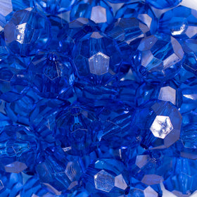 20mm Blue Transparent Faceted Bubblegum Beads