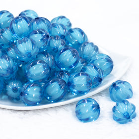 20mm Blue Transparent Pumpkin Shaped Bubblegum Bead