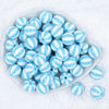 Top view of a pile of 20mm Blue with White Stripe Beach Ball Bubblegum Beads
