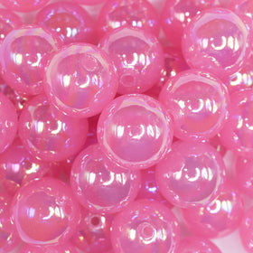 20mm Bright Pink Jelly AB Acrylic Chunky Bubblegum Beads