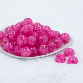 20mm Hot Pink Crackle Bubblegum Beads
