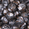 close up view of a pile of 20mm Brown/Black Marbled Bubblegum Beads