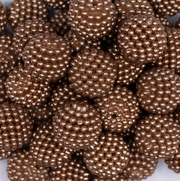 close up view of a pile of 20mm Brown Ball Bead Acrylic Bubblegum Beads