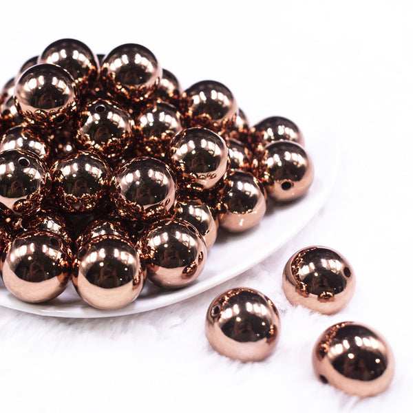 Front view of a pile of 20mm Reflective Bronze Acrylic Bubblegum Beads